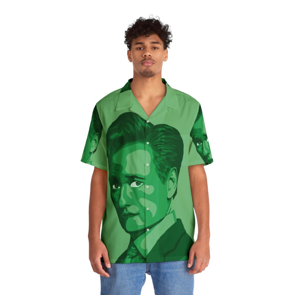 Conan O'Brien Inspired Green Hawaiian Shirt - Pop Art Portrait - People Front