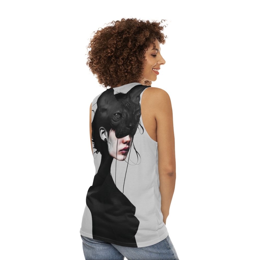 Moody portrait unisex tank top - women back