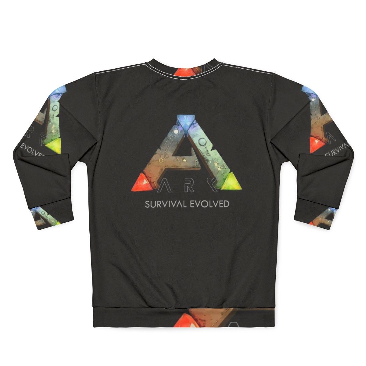 Ark Survival Evolved Sweatshirt featuring dinosaurs and video game logo - Back