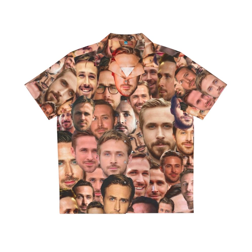 Ryan Gosling wearing a vibrant tropical Hawaiian shirt