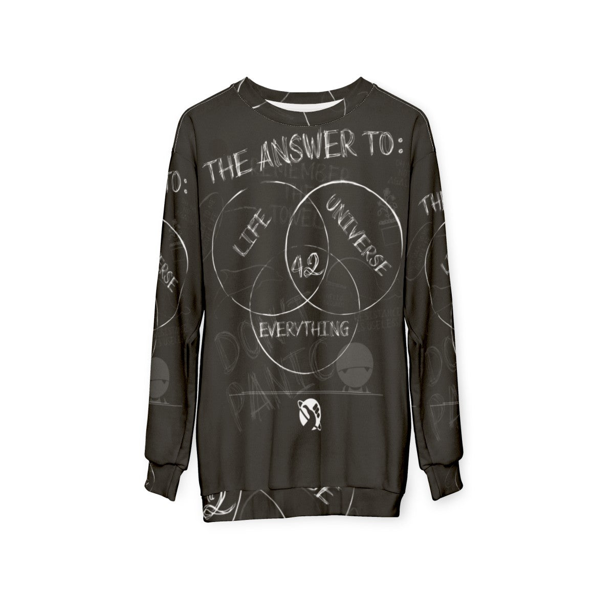 Ironic "The Answer Is" Hitchhikers Guide to the Galaxy Sweatshirt - hanging