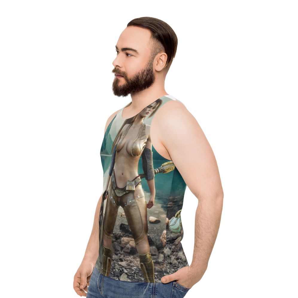 Magical druid and wolf unisex tank top - men side