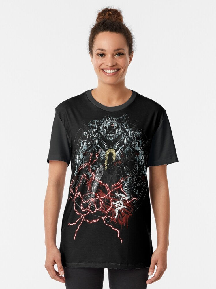 Fullmetal Alchemist graphic t-shirt featuring the Elric brothers and alchemist symbols - Women