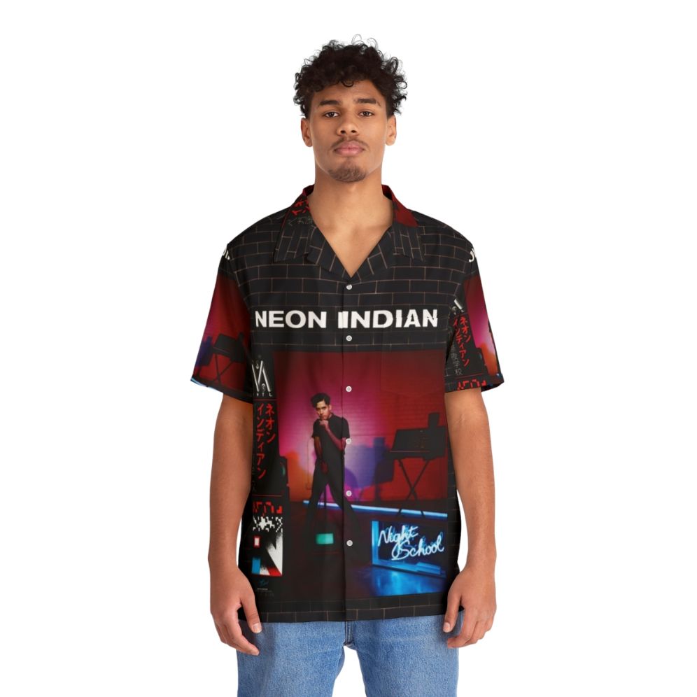 Neon Indian inspired Hawaiian shirt with electronic music and indie rock design - People Front