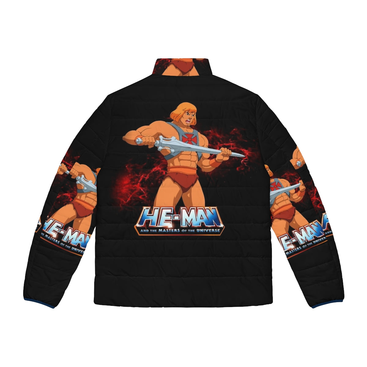 Retro He-Man Masters of the Universe Puffer Jacket with 80s inspired MOTU graphics - Back