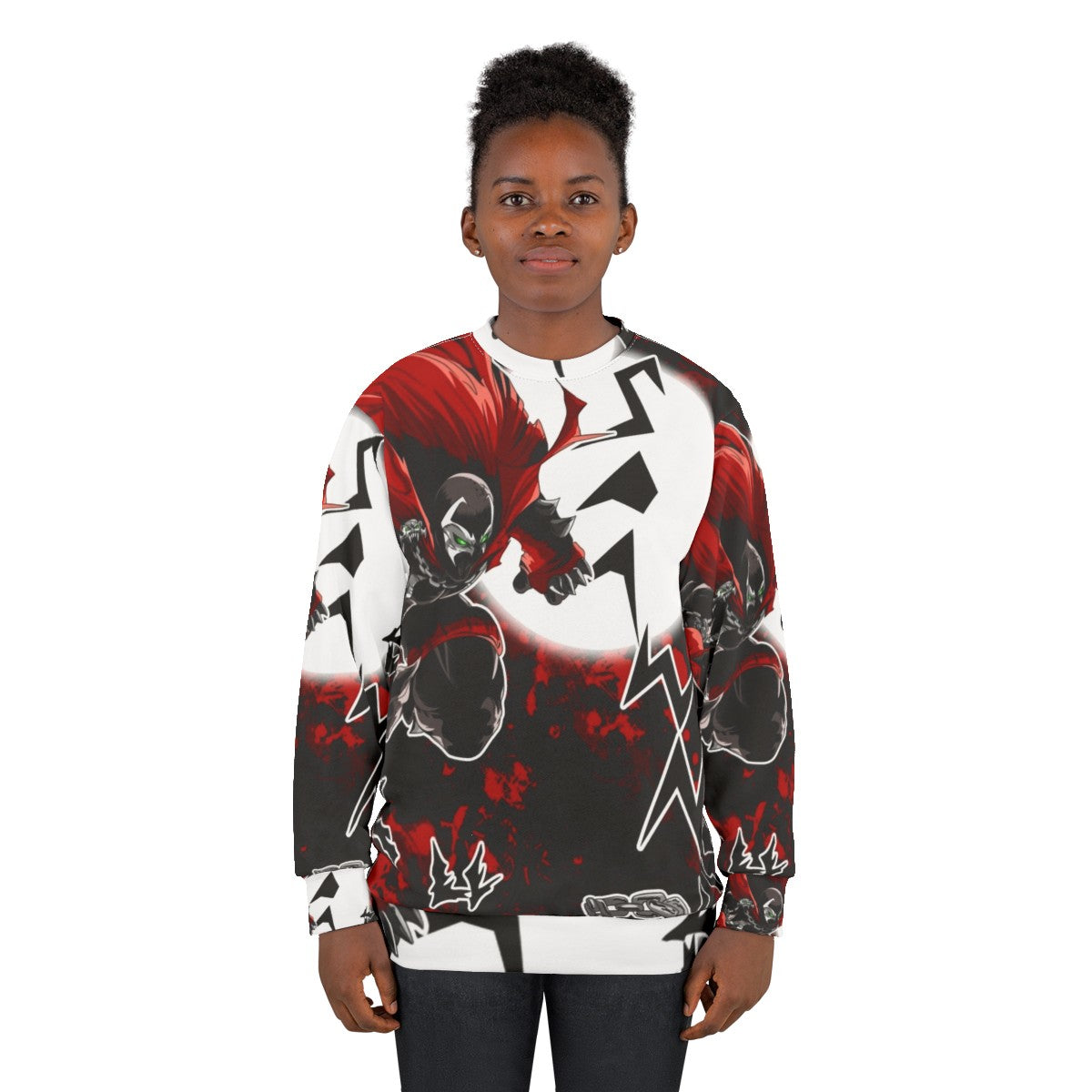 Spawn inspired graphic print pullover sweatshirt - women