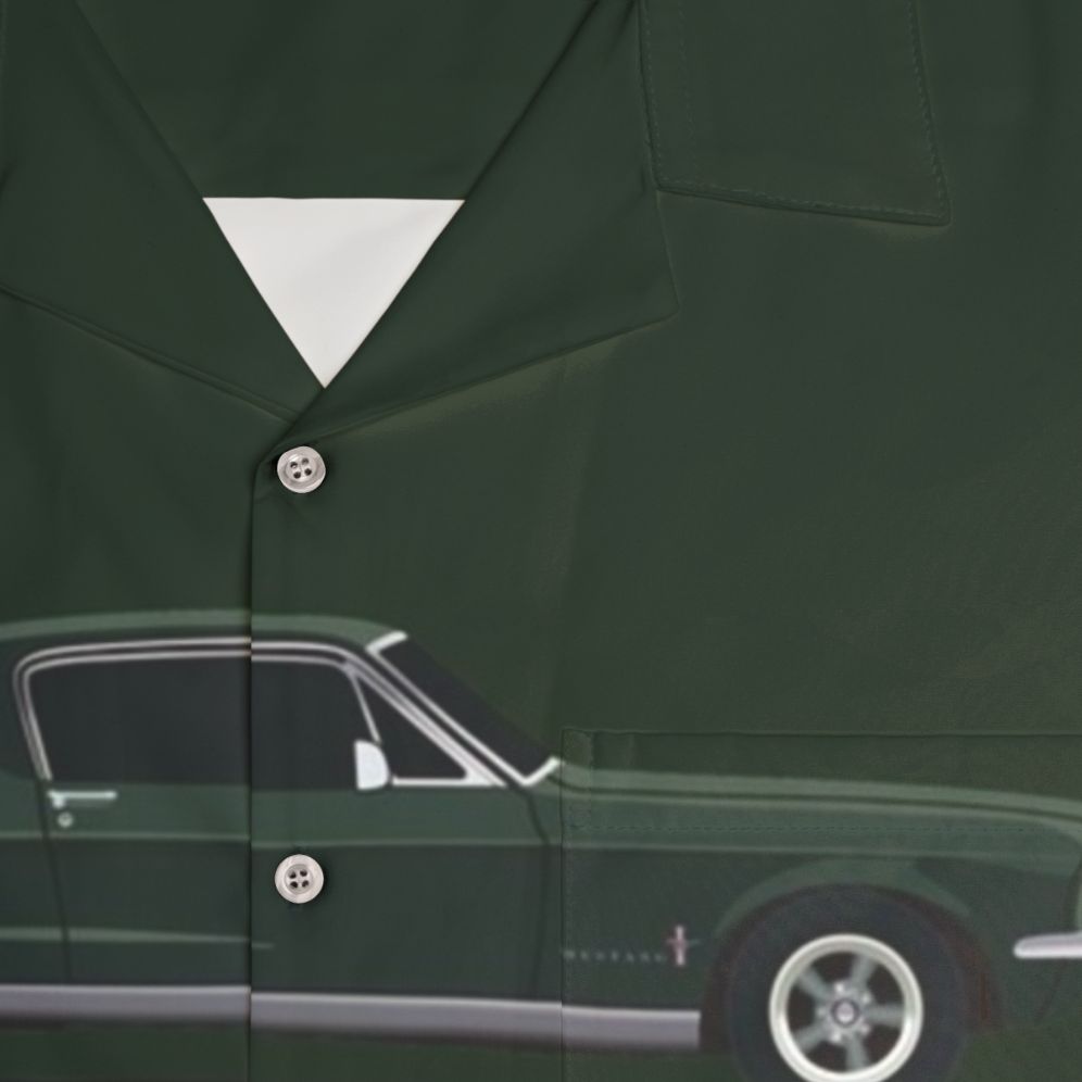 Mustang Bullitt Hawaiian Shirt with Classic Ford Mustang and Steve McQueen Bullitt Design - Detail