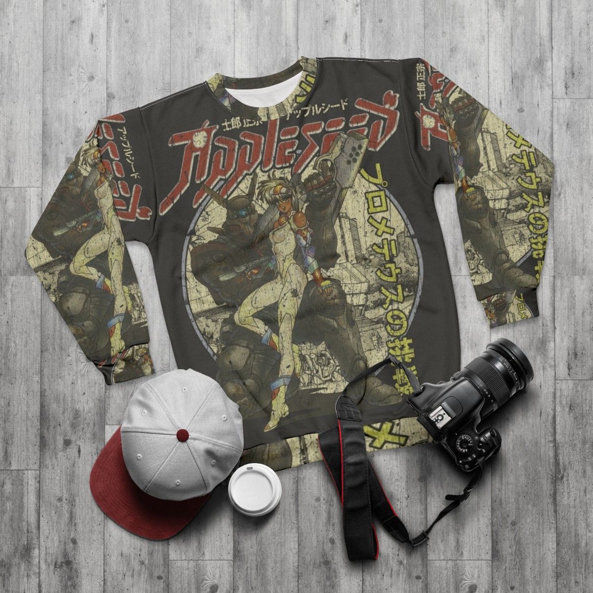 Vintage Appleseed Anime Inspired Sweatshirt - flat lay