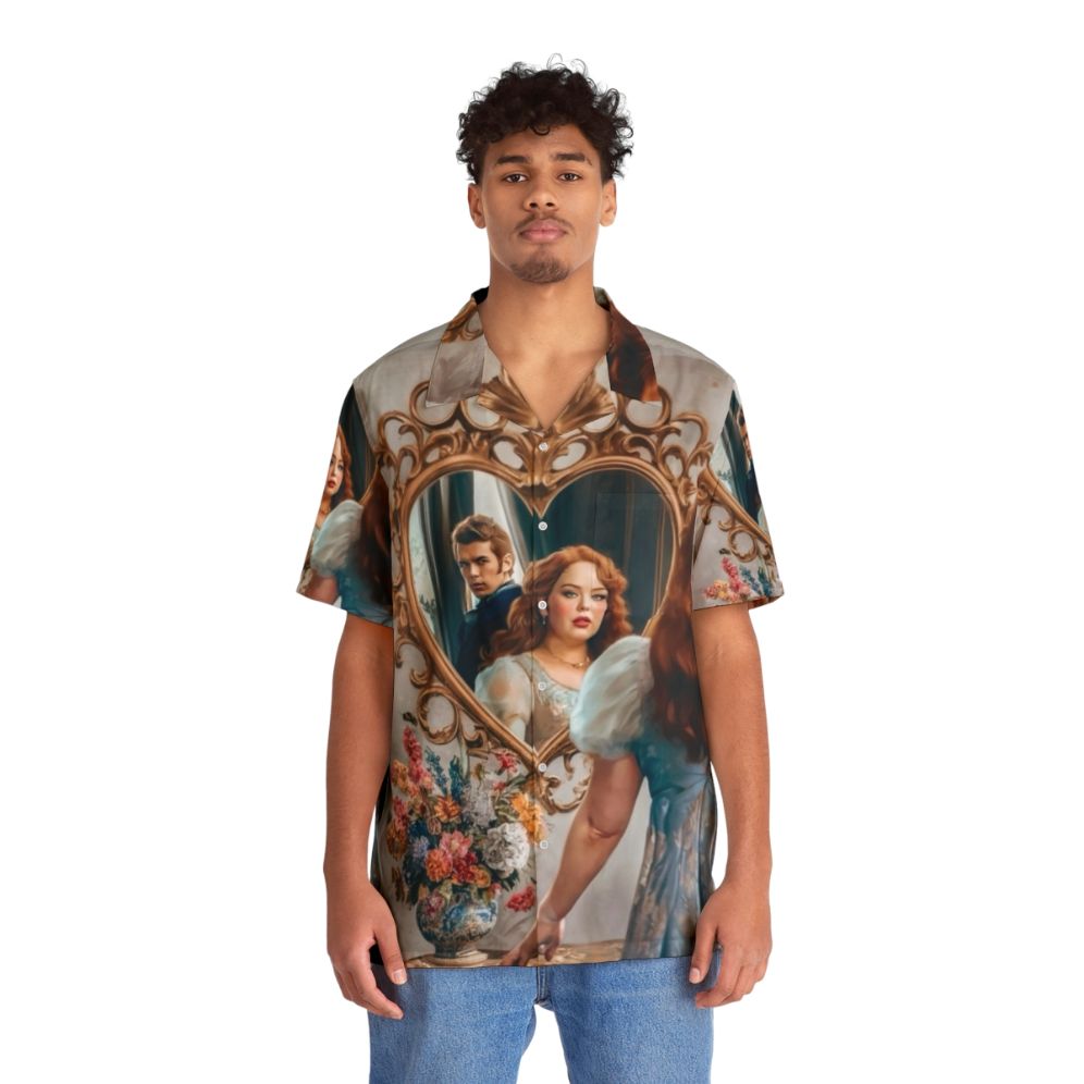 Bridgerton Inspired Hawaiian Shirt featuring Penelope and Colin characters - People Front