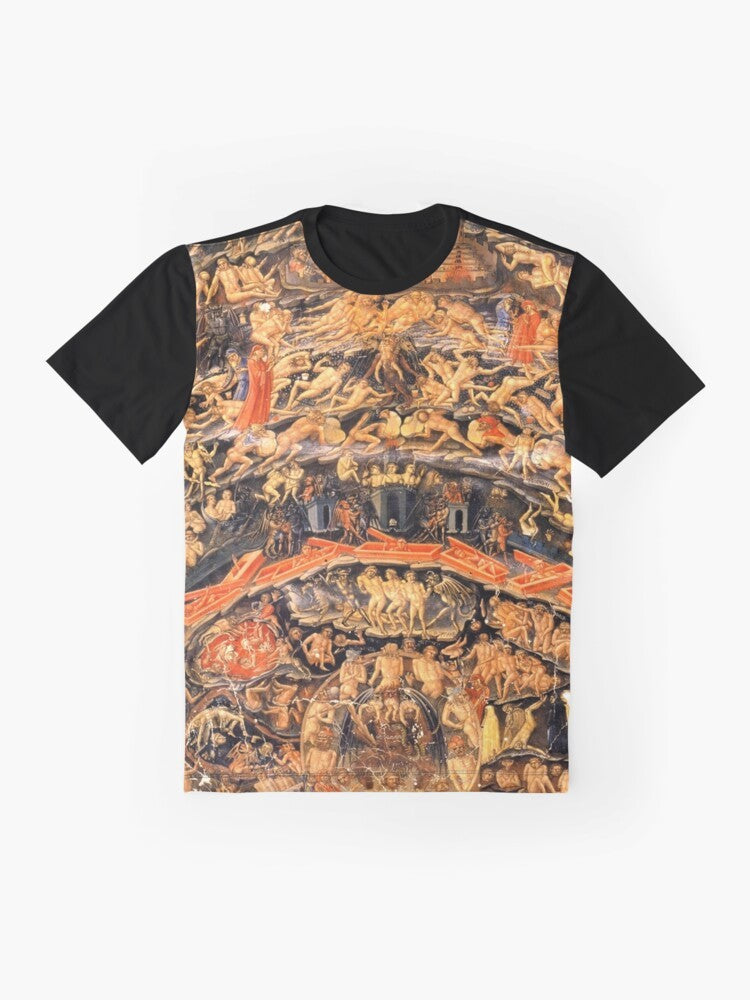 Dante's Inferno Divine Comedy Graphic T-Shirt featuring artwork by Bartolomeo di Fruosino - Flat lay