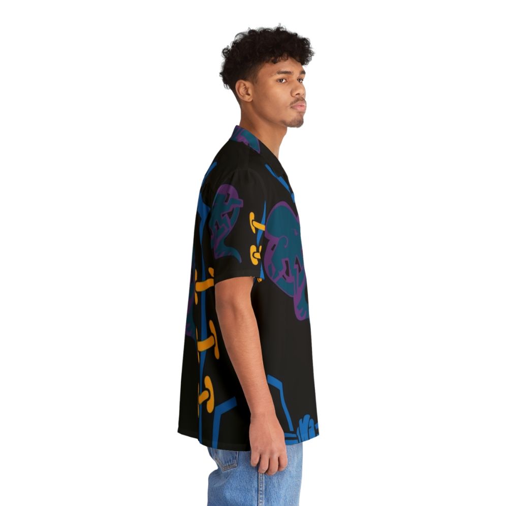 Blue Hawaiian Shirt with Tropical Print - People Pight