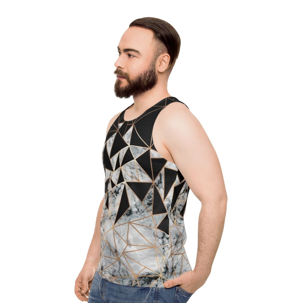 Marble polygon pattern unisex tank top - men side