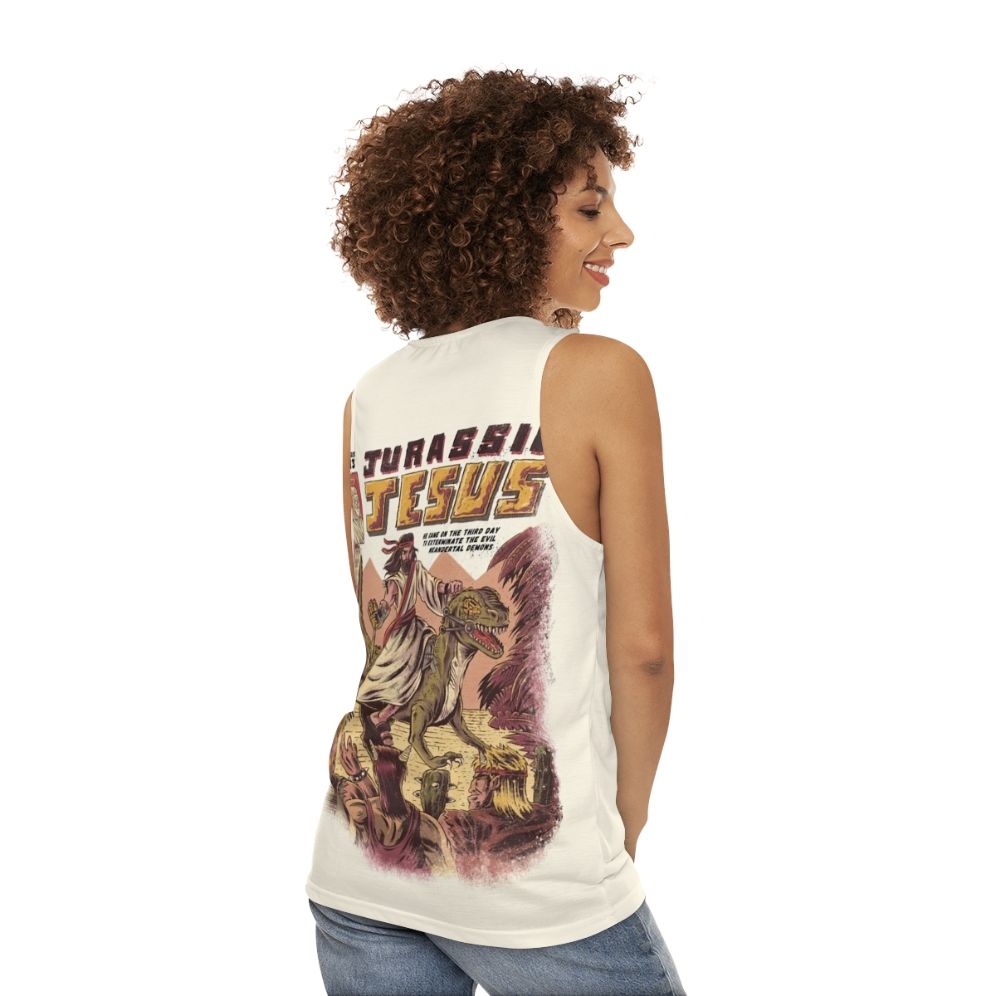 Jurassic Jesus dinosaur t-shirt - women back