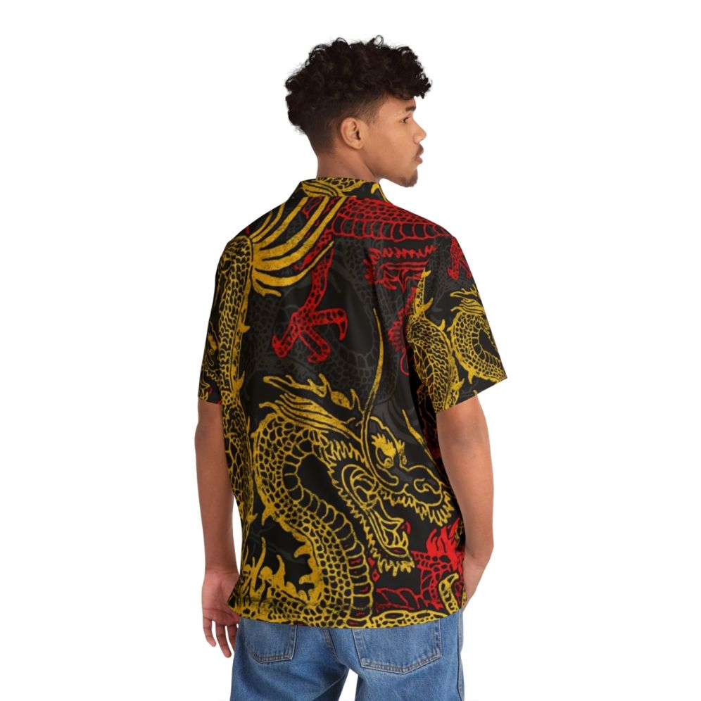 Golden Chinese dragon pattern Hawaiian shirt - People Back