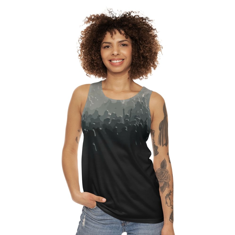 Crowd Unisex Black and White Tank Top - women