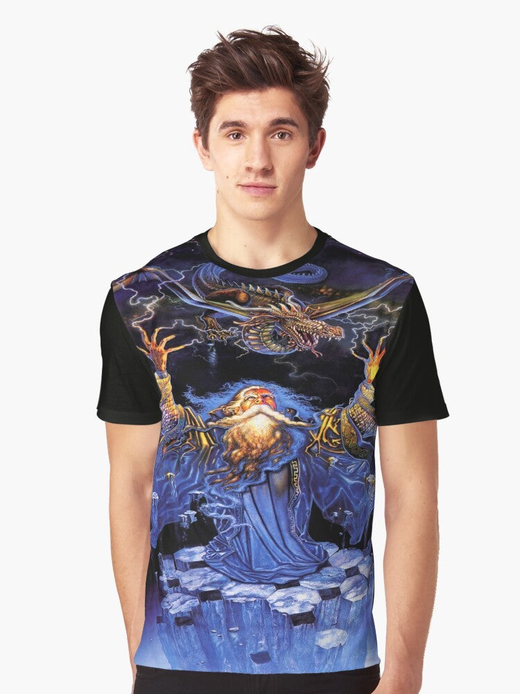 Dragon and wizard graphic design on a t-shirt - Men