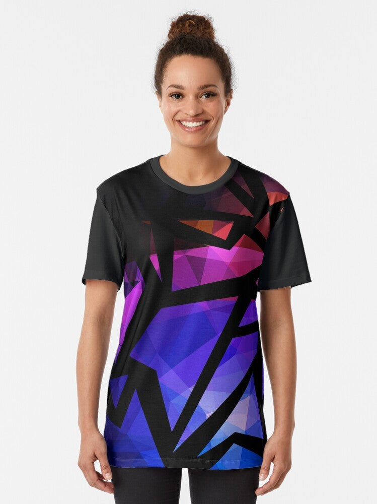 Abstract geometric polygon and triangle design on a graphic t-shirt - Women