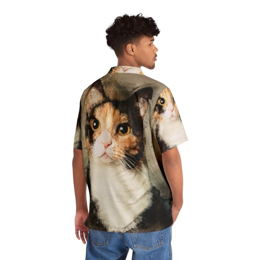 Calico Cat Watercolor Hawaiian Shirt - People Back