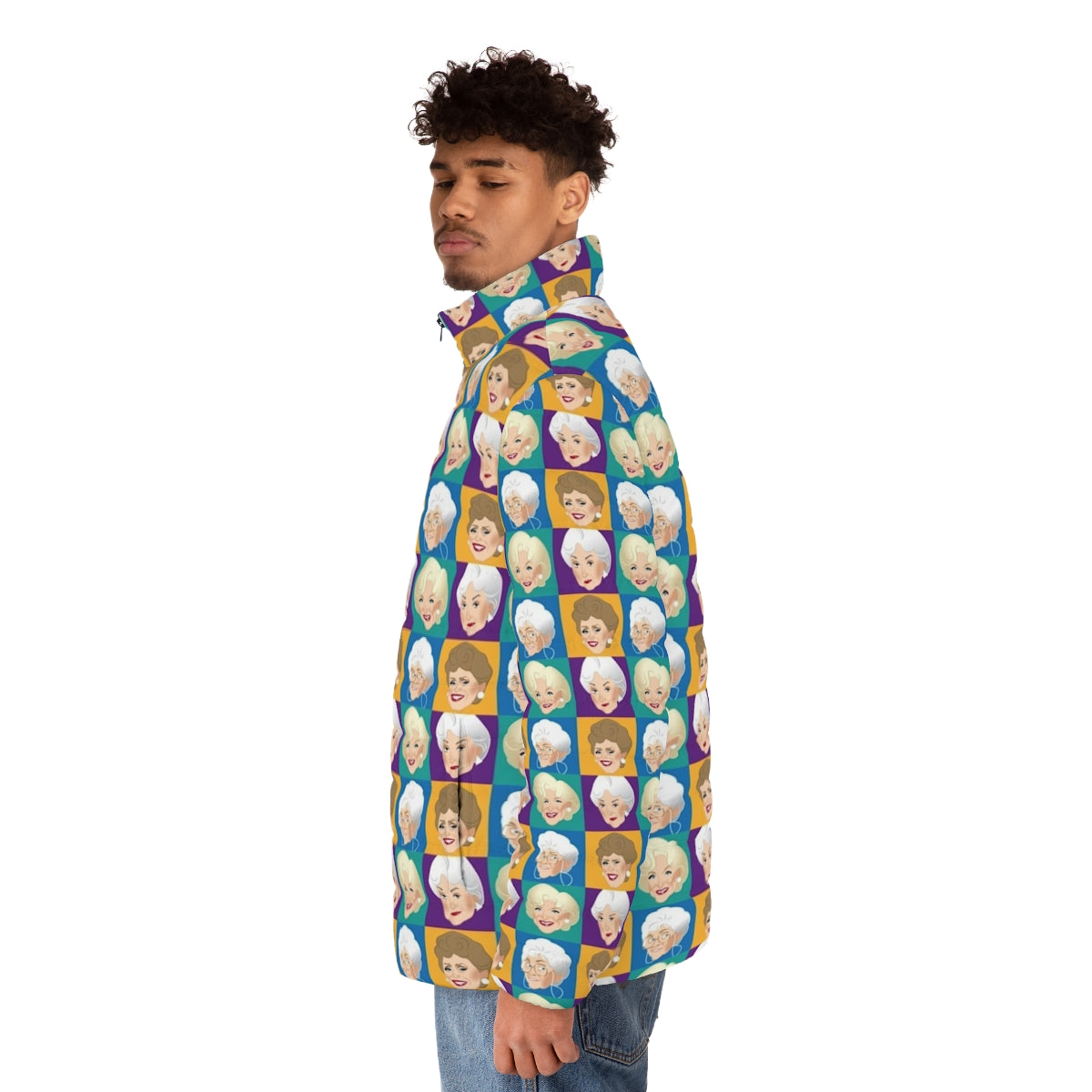 Golden Girls Puffer Jacket featuring the iconic cast of the classic TV show - men side left