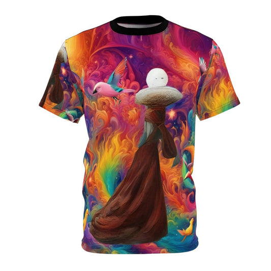 Dreamscape abstract t-shirt with a vibrant, surreal graphic design