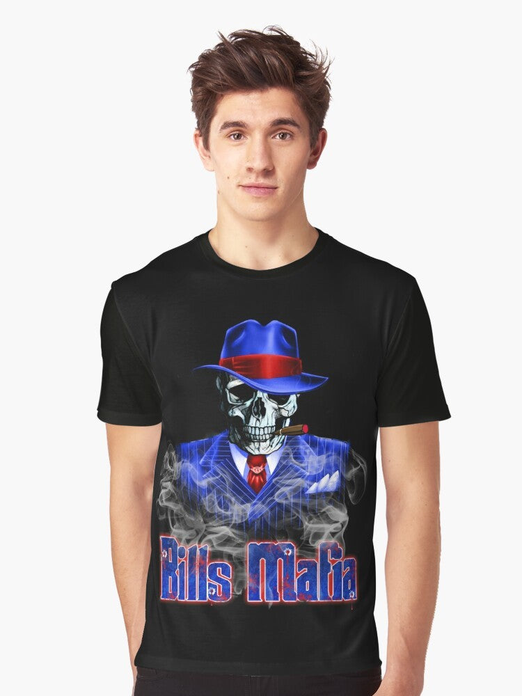 Buffalo Bills Mafia Graphic T-Shirt with Skeleton and Skull - Men