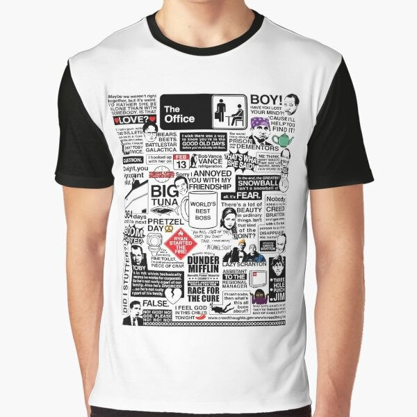 The Office Quotes Graphic T-Shirt featuring iconic quotes and characters from the popular TV show The Office