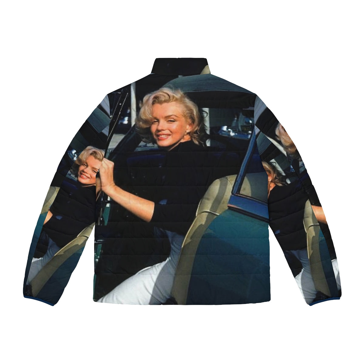 Marilyn Monroe Retro Puffer Jacket with Aesthetic Design - Back