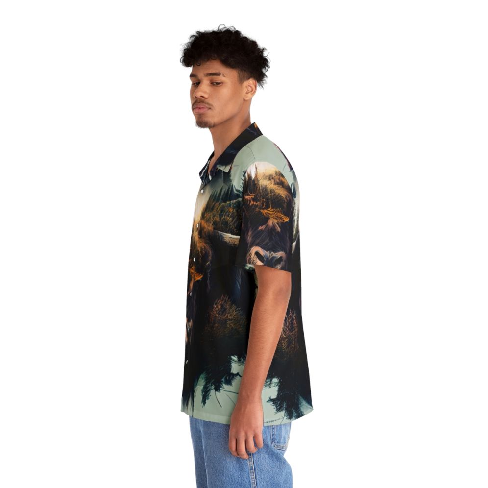 Nature's Majesty Bison Hawaiian Shirt featuring a vibrant bison animal print - People Left