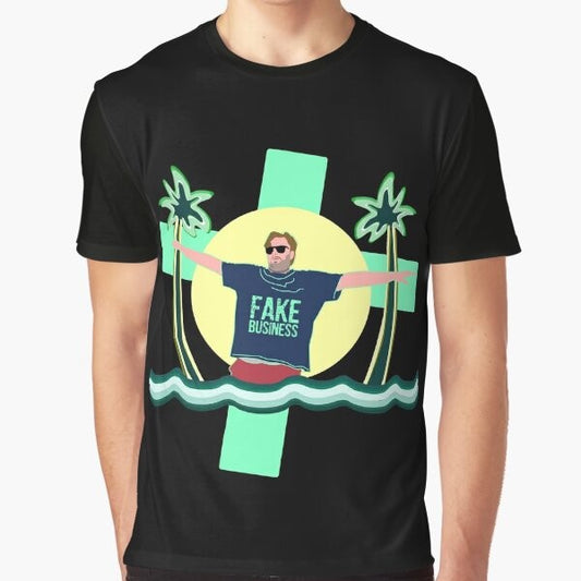 Tim Dillon comedy graphic t-shirt with palm trees and sun