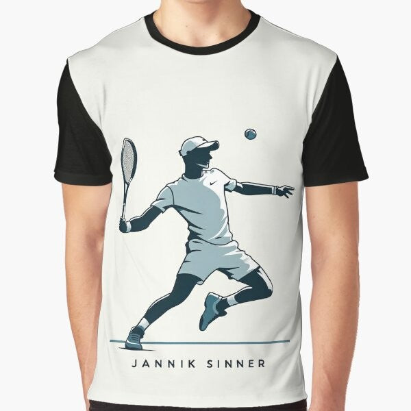 Jannik Sinner Tennis Graphic T-Shirt featuring the Italian tennis player and ATP star