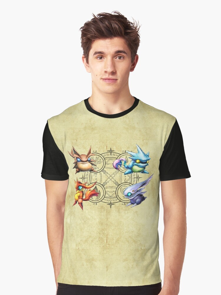 Golden Sun Djinn video game character graphic design on a t-shirt. - Men