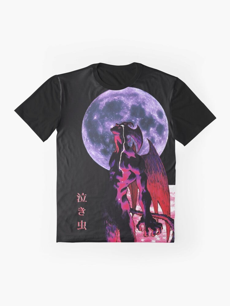 Akira Devilman Crybaby anime graphic t-shirt, featuring a striking design with the iconic characters and 90s aesthetic. - Flat lay