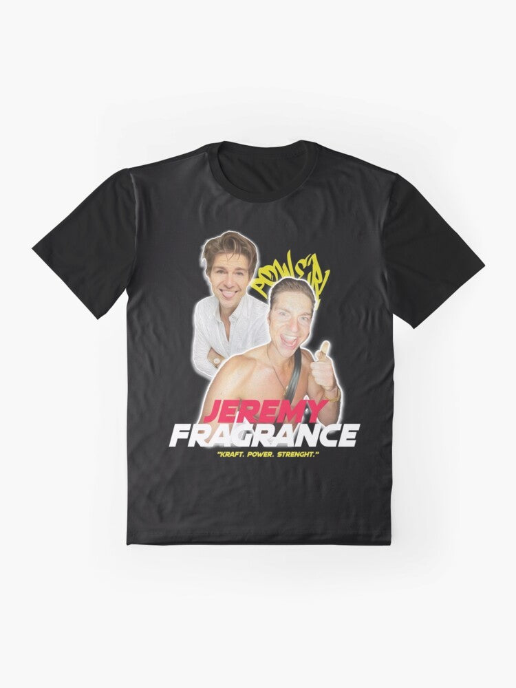 Jeremy Fragrance Perfume Power Graphic T-Shirt - Flat lay