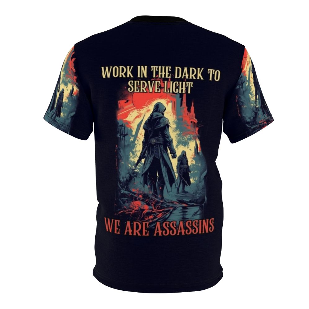 Assassin-Inspired Action T-Shirt featuring the Assassins Creed logo and design - Back