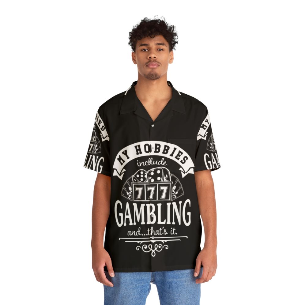 Hawaiian shirt with gambling-themed design - People Front