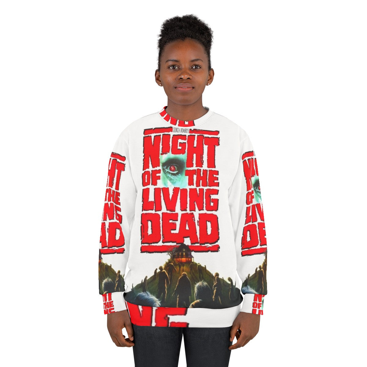 Night of the Living Dead Sweatshirt with Zombie and Horror Imagery - women