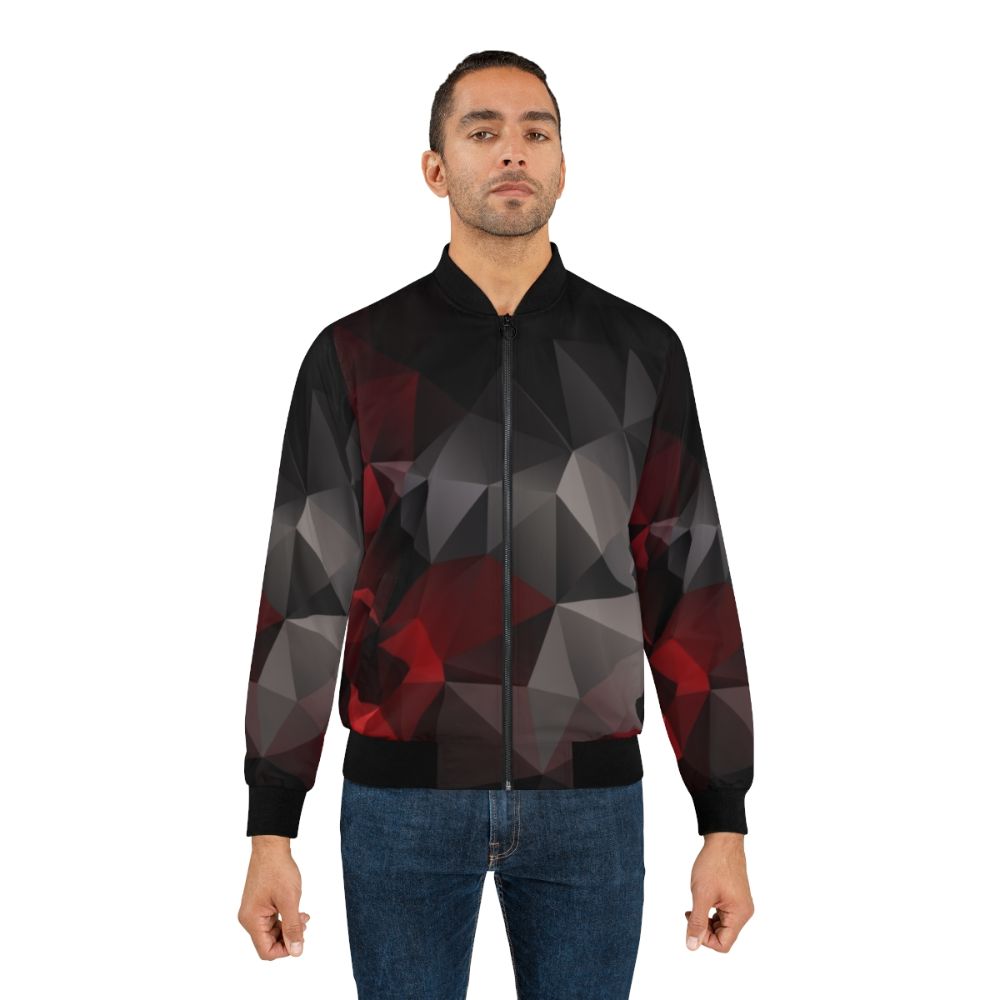 Geometric polygon abstract wallpaper design featured on a bomber jacket - Lifestyle