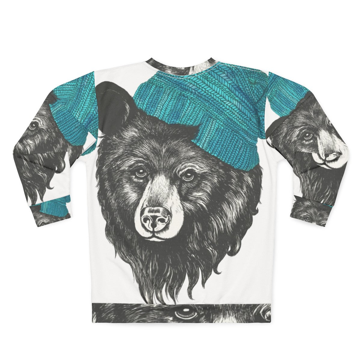 Zissou the Bear in a blue animal print sweatshirt - Back