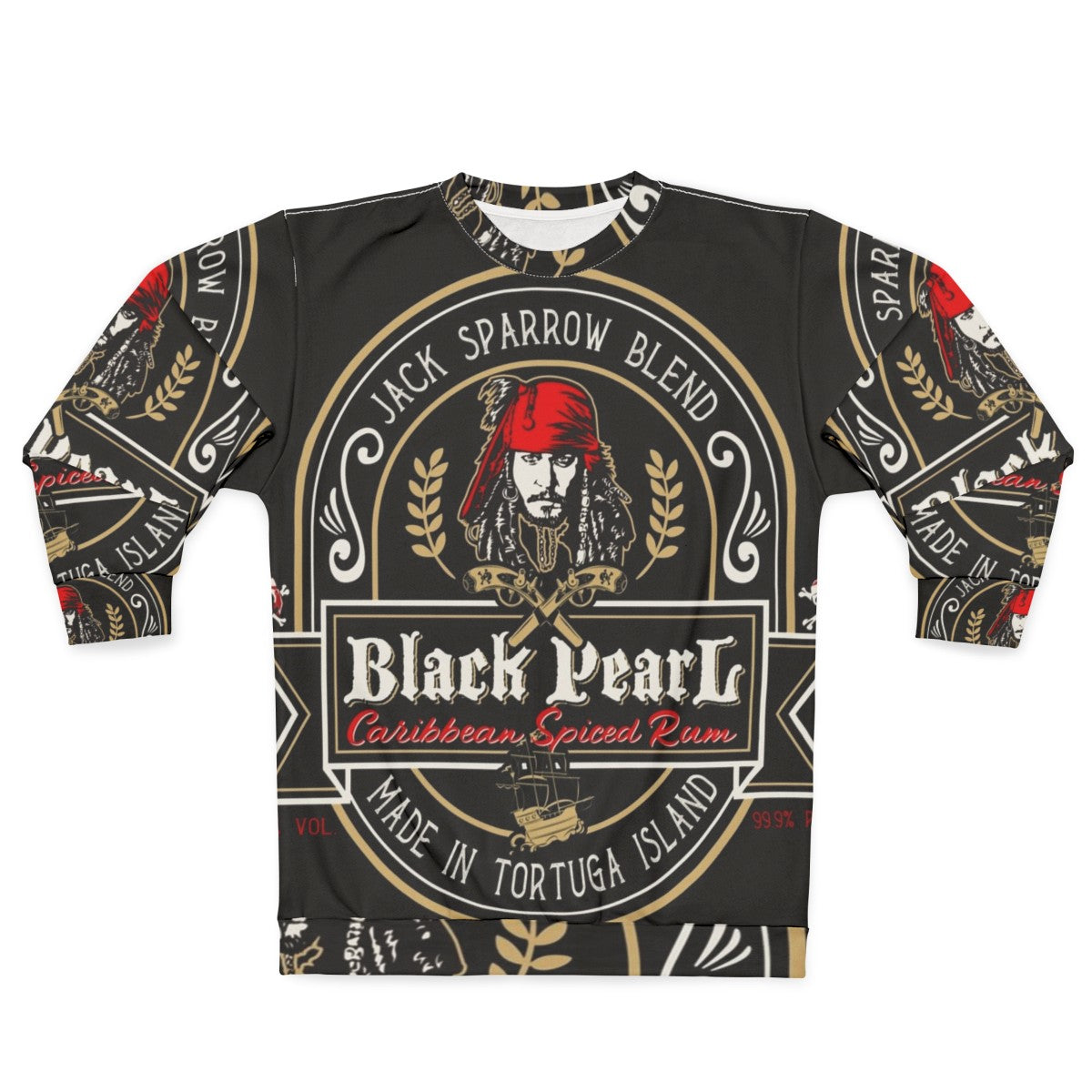 Black rum sweatshirt with pirate graphics